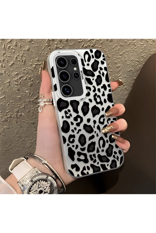Samsung Galaxy S24 Ultra Compatible High-Quality Black Leopard Phone Case, Shockproof