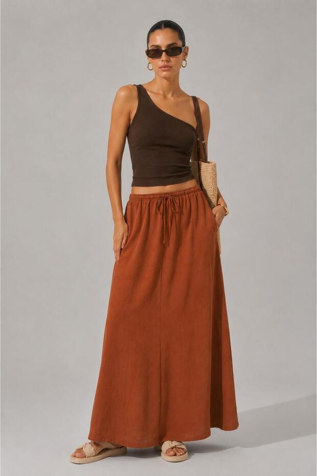 Beli Gathered Detailed Maxi Skirt