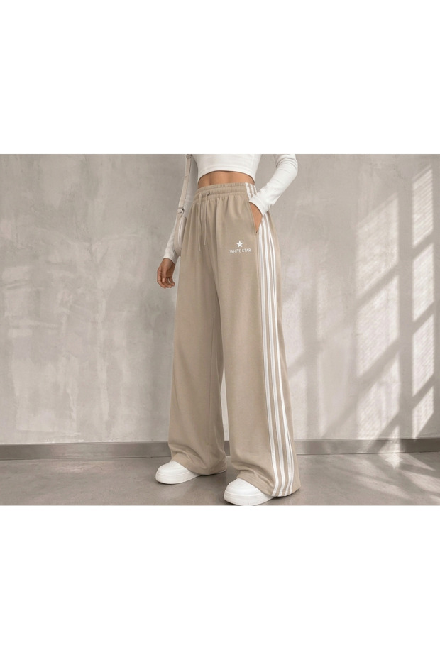 Trendy Oysho Fabric 4-Stripe Palazzo Sweatpants - Trendy Oysho Fabric 4-Stripe Palazzo Sweatpants with a Soft Texture.