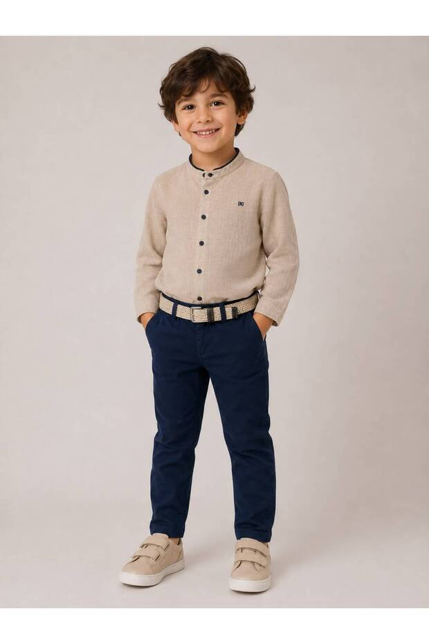 Haki̇m Collar Shirt and Pants Set - Beige