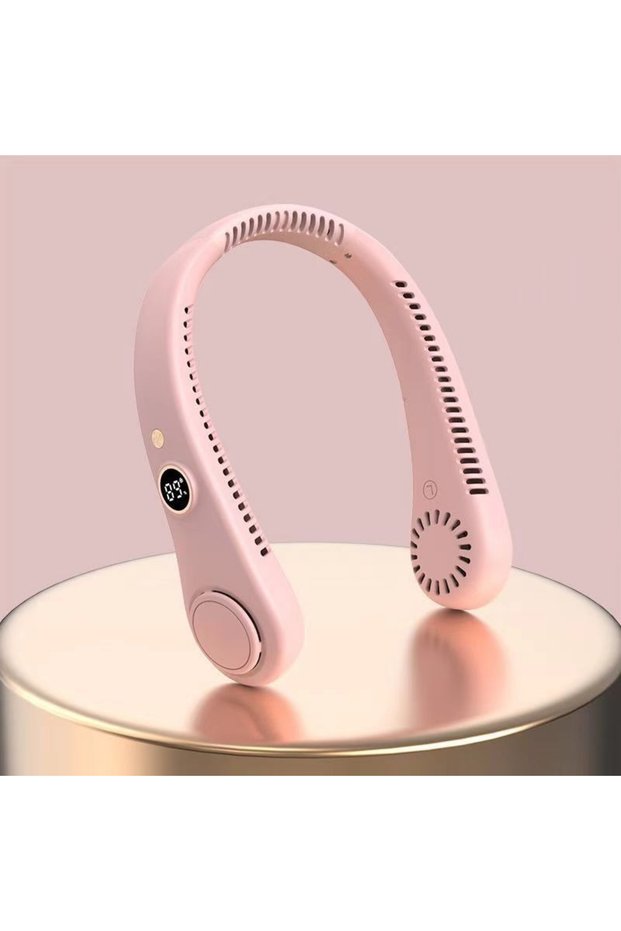 2 Rechargeable Electric Fan Digital Display Hanging Neck Fan Bladeless Design Electric Fan Bladeless