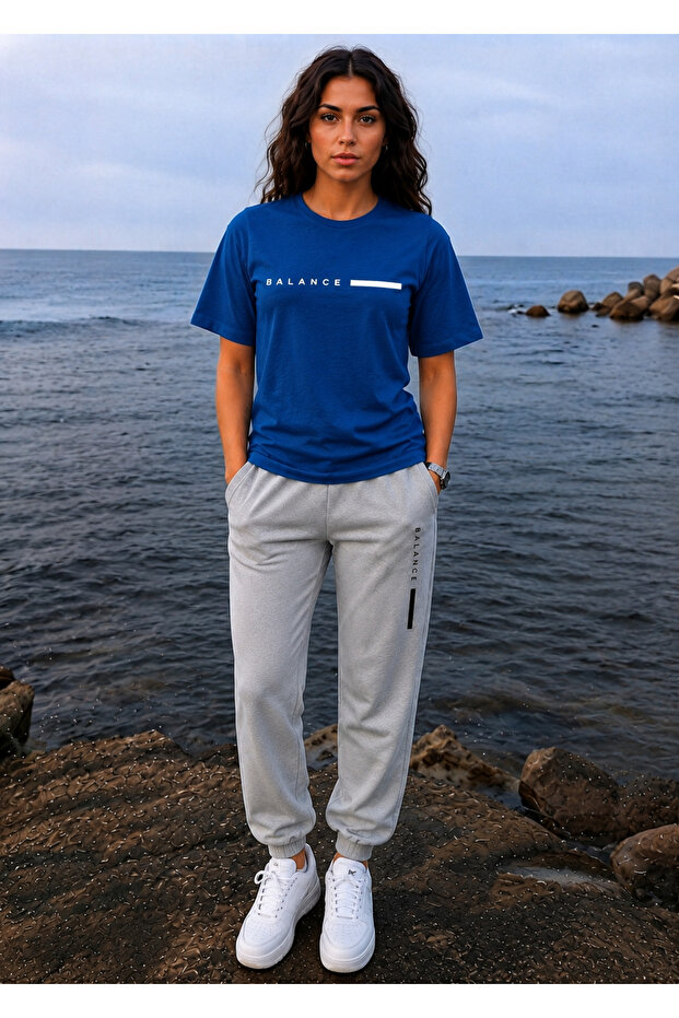 T-Shirt Sweatshirt 2-Piece Combination Thin Summer Sweat-Absorbing Thin Balance Printed Women's / Men's Unisex Model