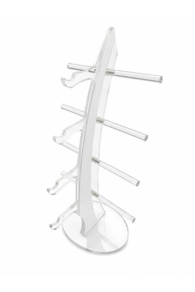5-Tier Rotating Plexiglass Glasses Stand White – Desktop Glasses Organizer and Storage Stand
