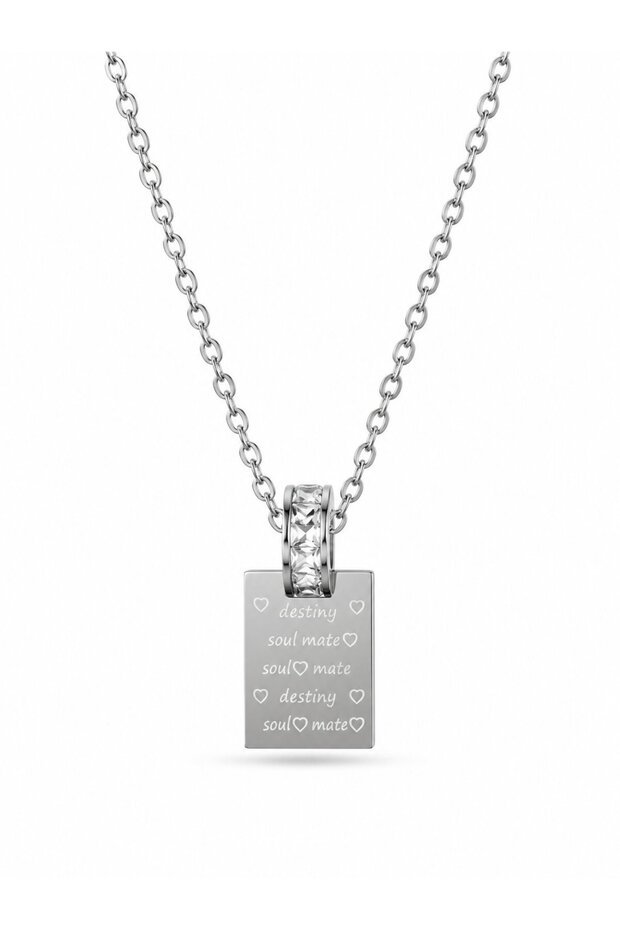316L Steel Chain Silver Color Zircon Stone Love Letter Necklace