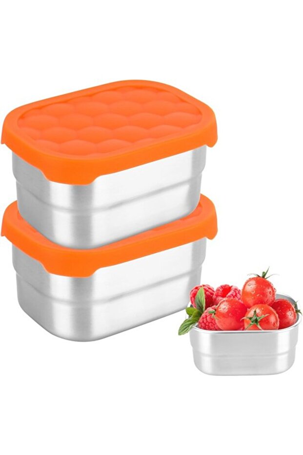Stainless Steel Snack Container - 2 Pieces - 230 ml - Leakproof Dressing and Spice Boxes