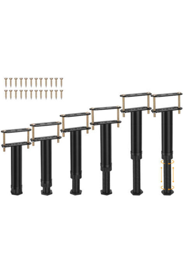 Set of 6 height-adjustable bed support legs, suitable for bed frames, bed boards and furniture support legs with a height of 18-32 cm, no drilling...
