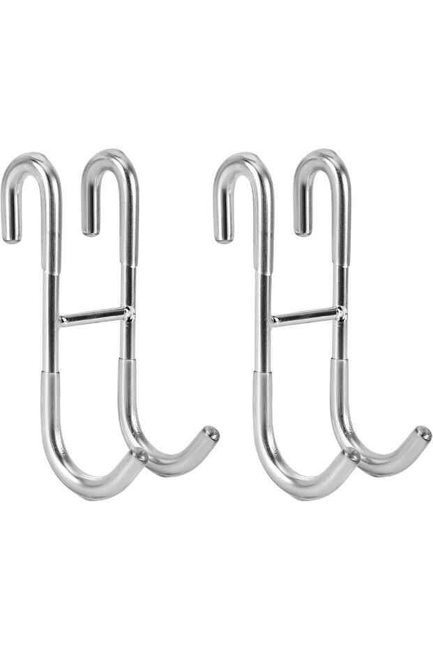 Shower door hooks (2-pack), towel hooks and shower squeegee hooks for frameless glass bathroom doors, silver.