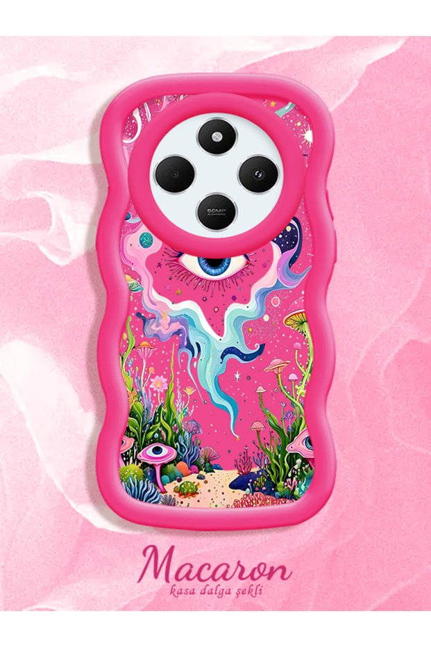 Poco C75 Compatible Colorful Psychedelic Eye Mushroom Drawing Flat Print Case