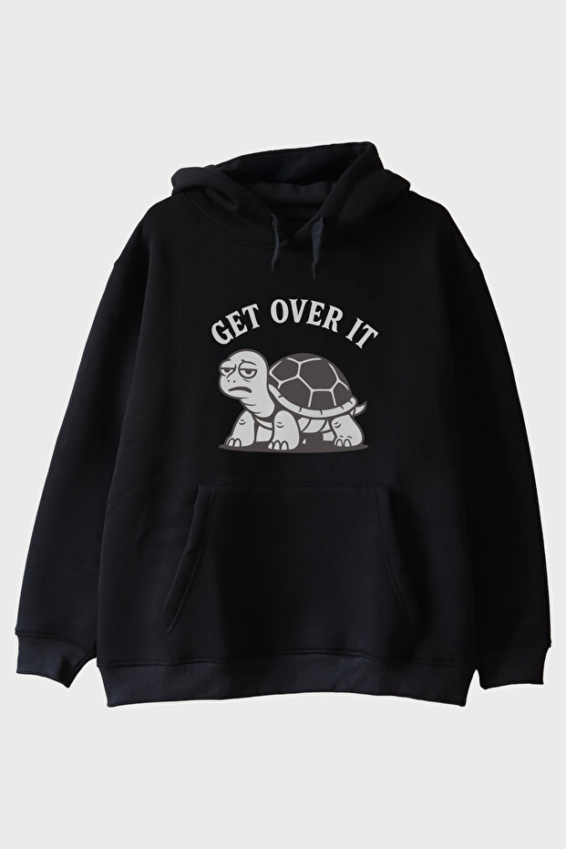 هودي GET OVER IT Turtle مطبوع باللون الأسود