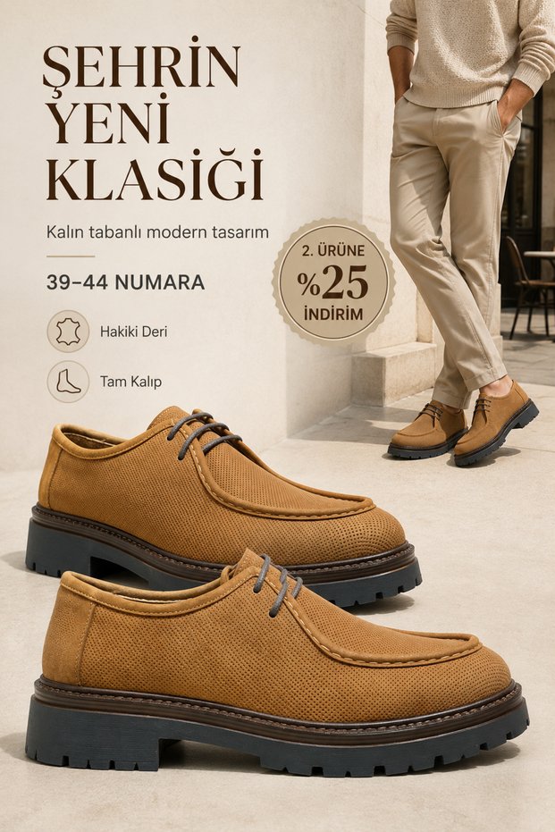 Men's Genuine Leather Moc Toe Thick Sole Lace-Up Daily Casual Shoes 39-44