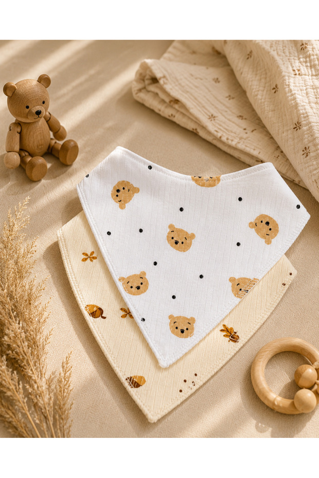 Pack of 2 Baby Scarf Bibs 100% Cotton Combed Cotton