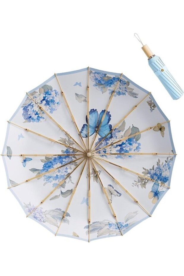 Large retro-style parasol, UPF50+ UV protection, waterproof and windproof, suitable for two people.