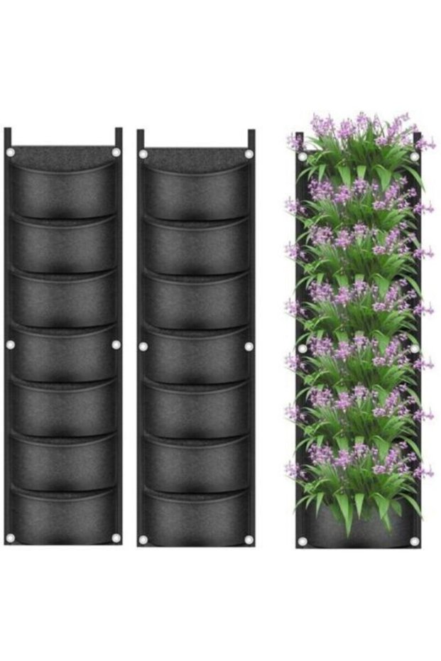 2 hanging planter bags. 7-pocket wall-mounted planter bags. for vertical pots. Breathable non-woven fabric planter bags. for patios, gardens, and...