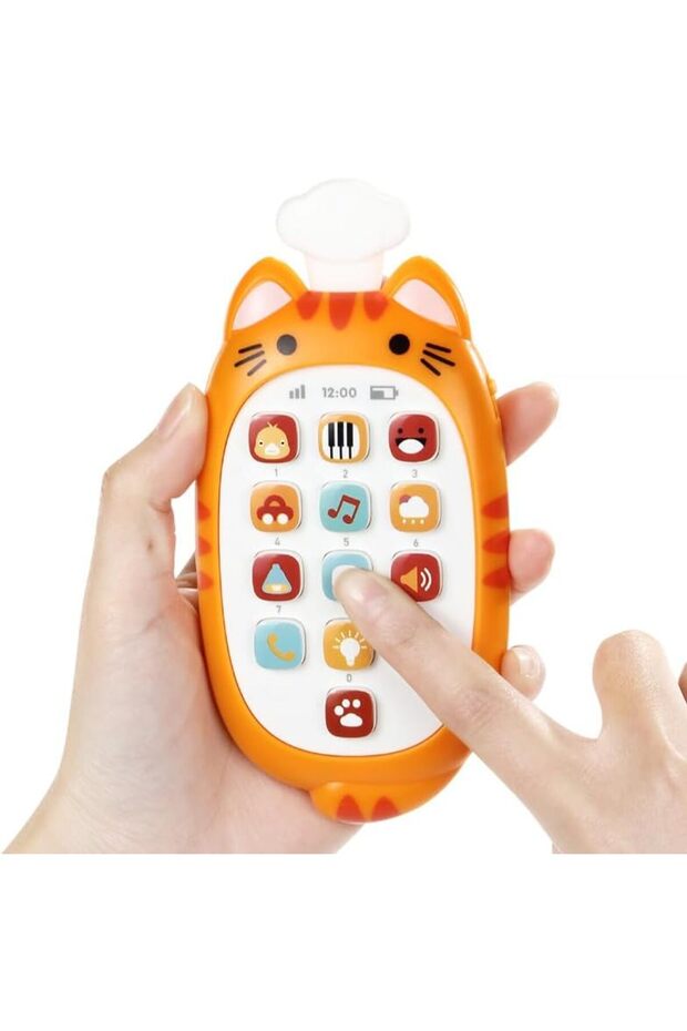 Musical Cat Phone Toy Learning Mobile Toy with Lights Sounds for Kids Age 1-3 Years Baby Fun