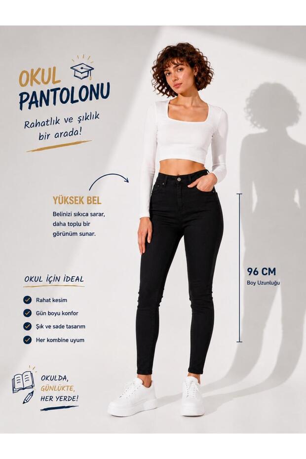 High Waist Lycra Women's Tight-Leg School Pants