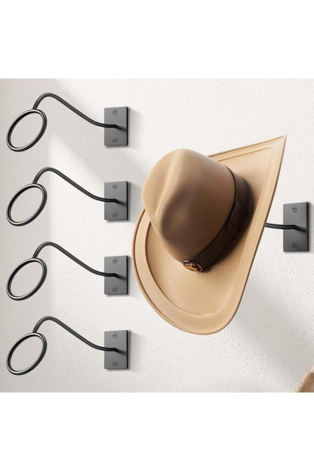 Wall Rack for Cowboy Hats - 4 Pieces - Black