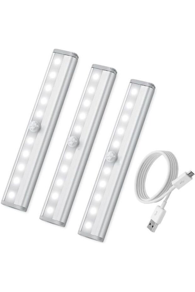 Sensor light - 10 LED beads - USB charging - 200 lumens - 500mAh - Indoor - 3 pieces