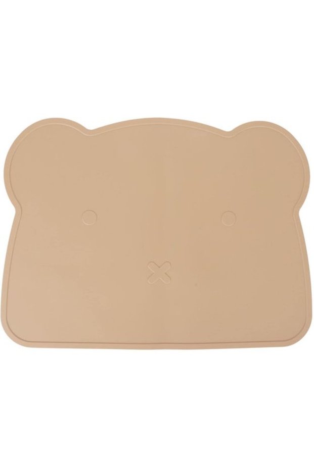 Silicone placemats for home, food, children, and hotels; thickened, non-slip, bear pattern, heat-insulating. (Brown)