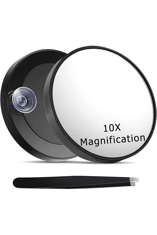 10x Magnifying Glass with Suction Cup and Tweezers – Professional-Grade Portable Mirror for Makeup, Skincare, and Eyebrow Care