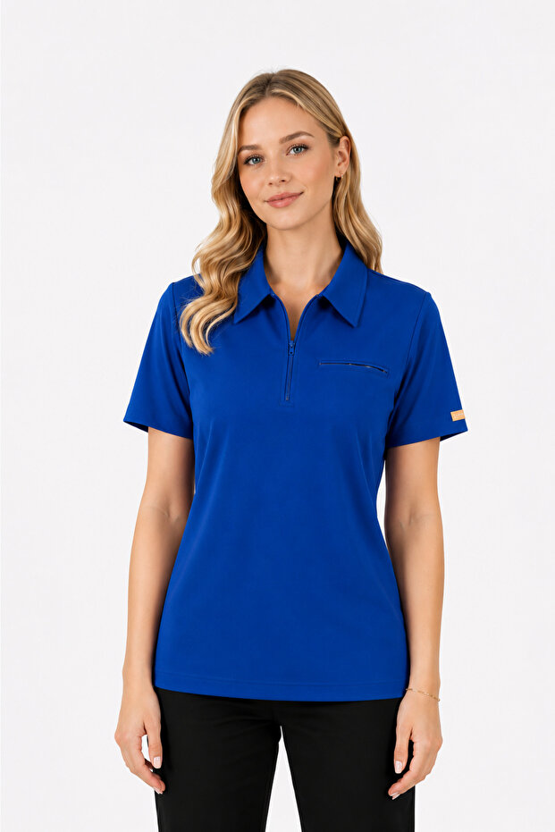 Single Top - Pocketless Lycra Unisex Doctor and Nurse Surgical Uniform Dark Blue | Medi̇zi̇p