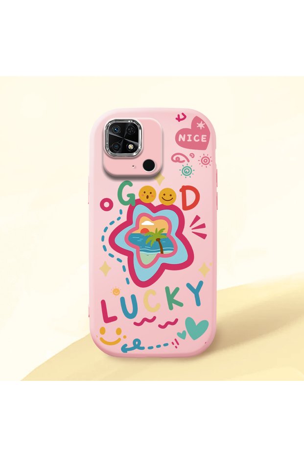 Redmi 10C Compatible Case Camera Protector Pink Silicone Couple Phone Case Heart Pattern