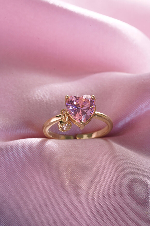Pink Heart Charm Ring