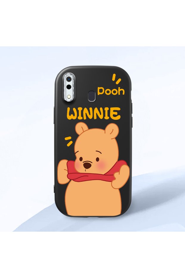 Samsung Galaxy A30 Compatible Case Camera Protective Black Silicone Couple Phone Case Bear Patterned