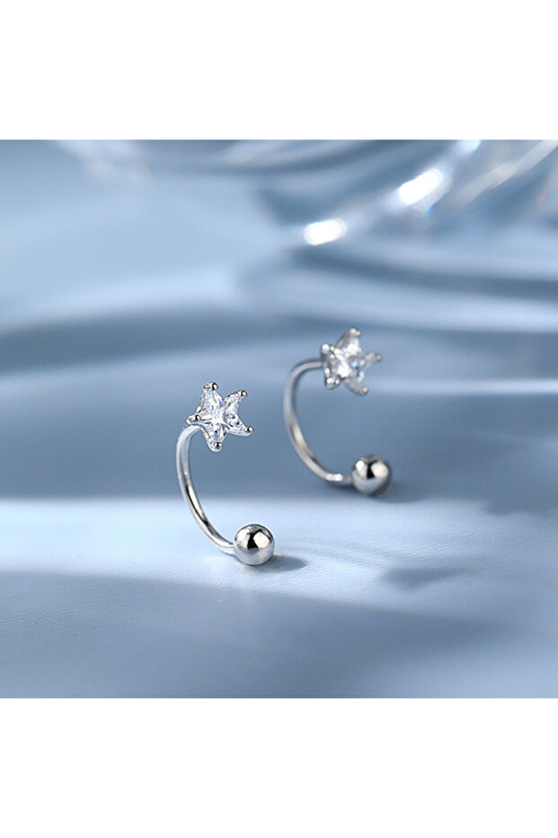 ES013-SV 925 Silver Star Flash Crystal Summer Small Fresh Female 2022 New Trendy Personality Earring