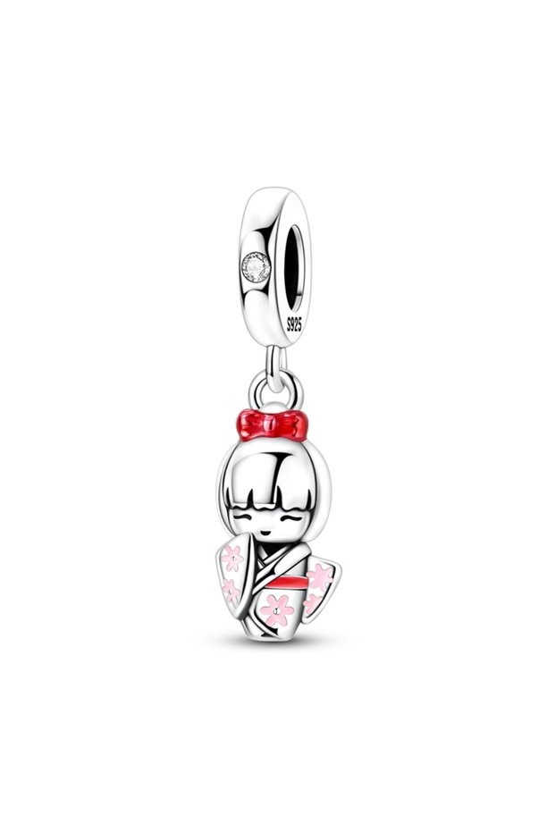 KTC1933-2 925 Silver Japanese Culture Cute Cat Dharma Egg Tumbler Charms Fit Original Charm Pendent