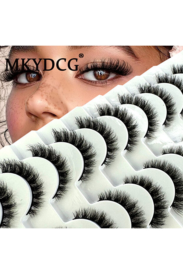 10pairs-X08 MKYDCG New 10 Pairs 3D Mink Lashes Faux Mink Fluffy Lash Soft Full Thick Wispy Eyelash D