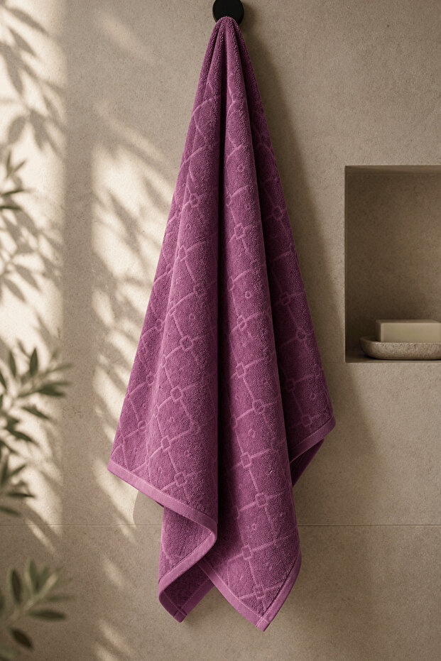 La Notte Flora King Velvet Shower Towel Plum 70X150 cm