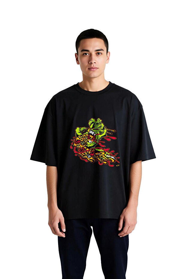 I'M Five Years Old Monster Theme Printed Men's Oversize T-Shirt