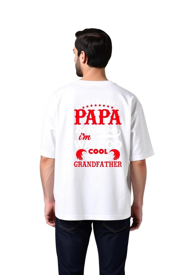Men's Oversize Grandfather-Themed Printed T-Shirt, 100% Cotton, Comfortable Cut, Casual Wear, Modern, Stylish, Comfortable