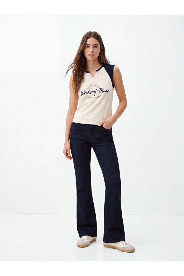Noelıa L Spanish Flare High Waist Dark Indigo Jean Pants