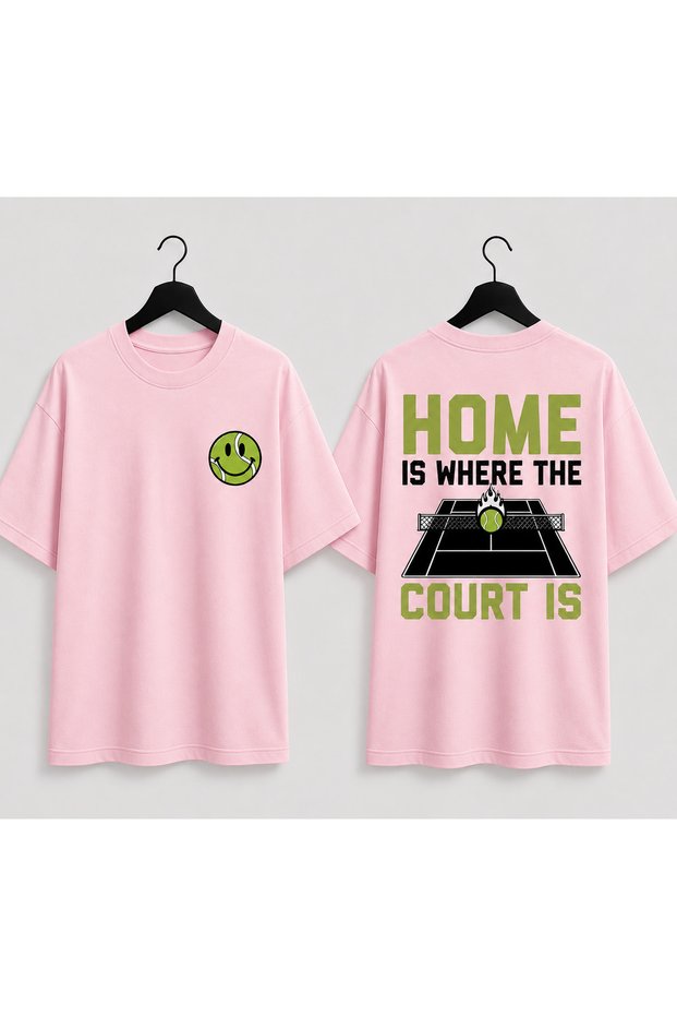 Unisex Oversize Tennis Printed T-Shirt 100% Cotton Tennis Themed Comfortable Fit Short Sleeve T-Shirt