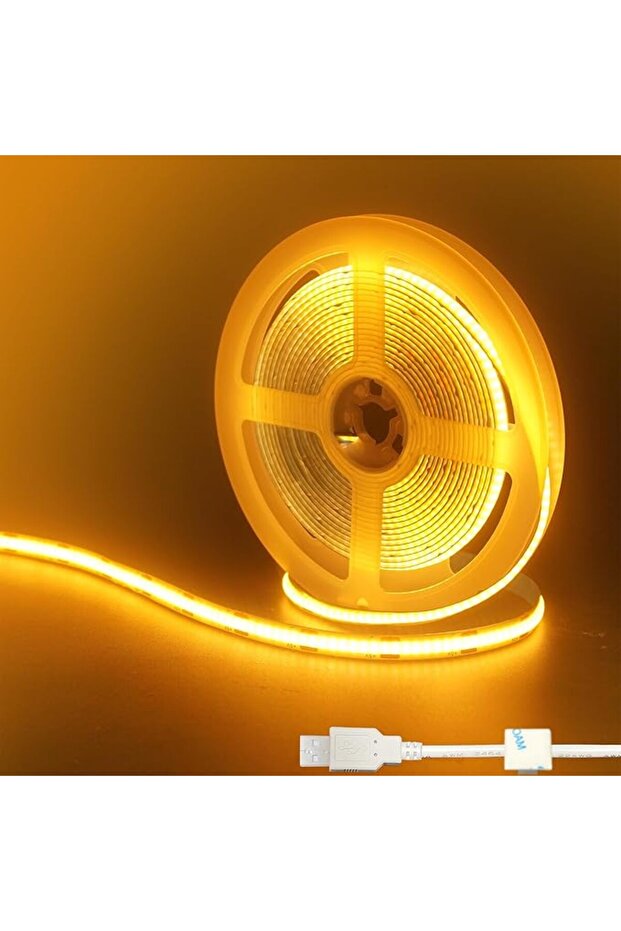 شريط إضاءة LED بتقنية COB بجهد 5 فولت USB، قطعتان، 3.28 قدم/1 متر، أبيض بارد 6500 كلفن، 320 مصباح LED لكل متر، عرض 8 مم، غير مقاوم للماء IP20