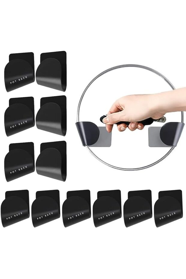 Pot Lid Holder Wall Mounted, Wall Kitchen Pot Lid Holder, Adjustable Pan Lid Storage Rack, Compact K