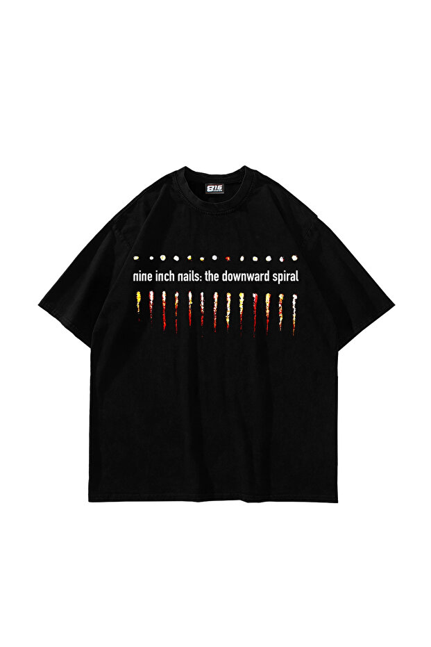 Nine Inch Nails the Downward Spiral Back Printed Black Oversize Tshirt