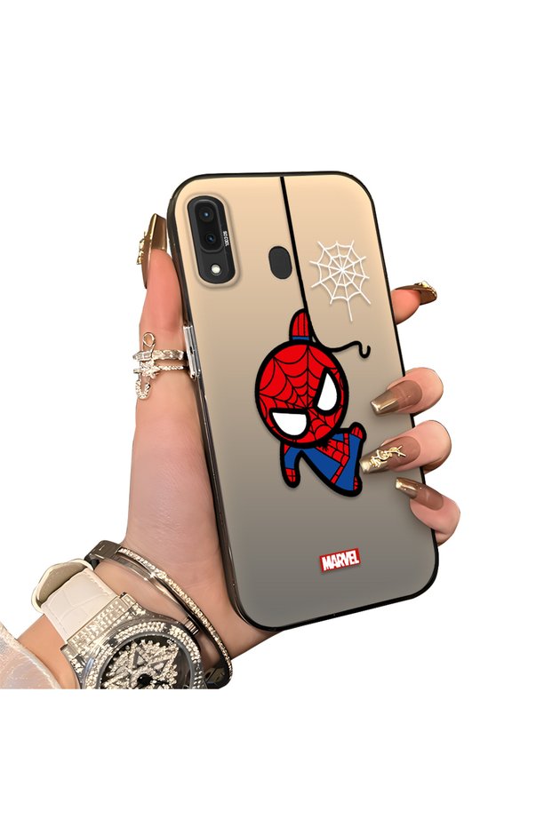 Samsung Galaxy A30 Compatible Silicone Edge Hard Back Case Couple Phone Case Spider Man Patterned