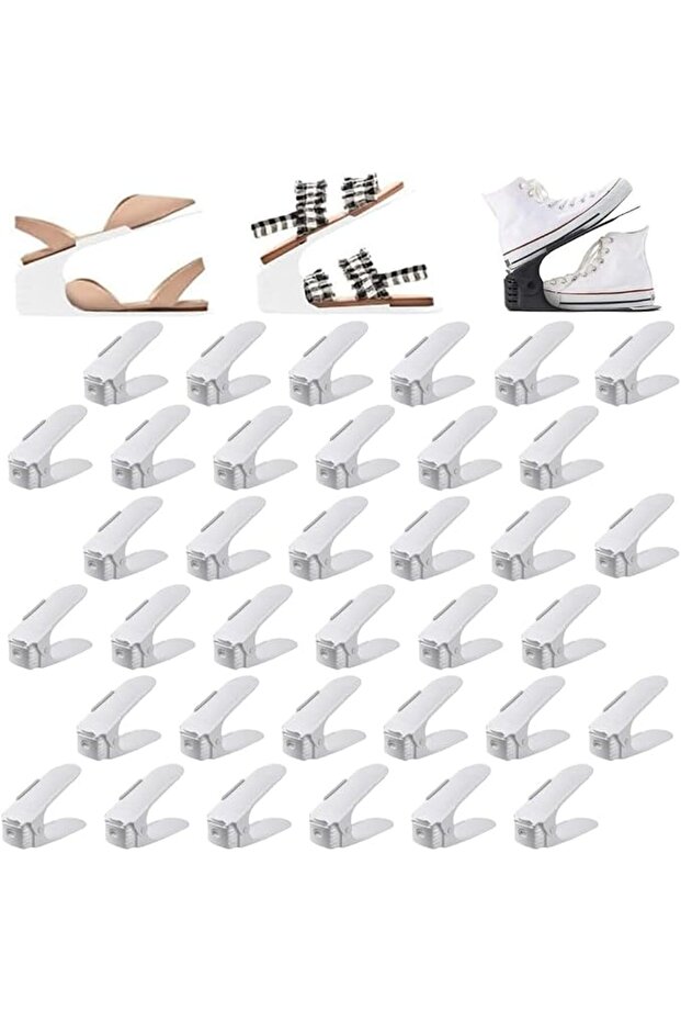 Shoe Slots Organizer, Adjustable Shoe Stacker Storage Space Saver, Double Deck Shoe Rack Holder for