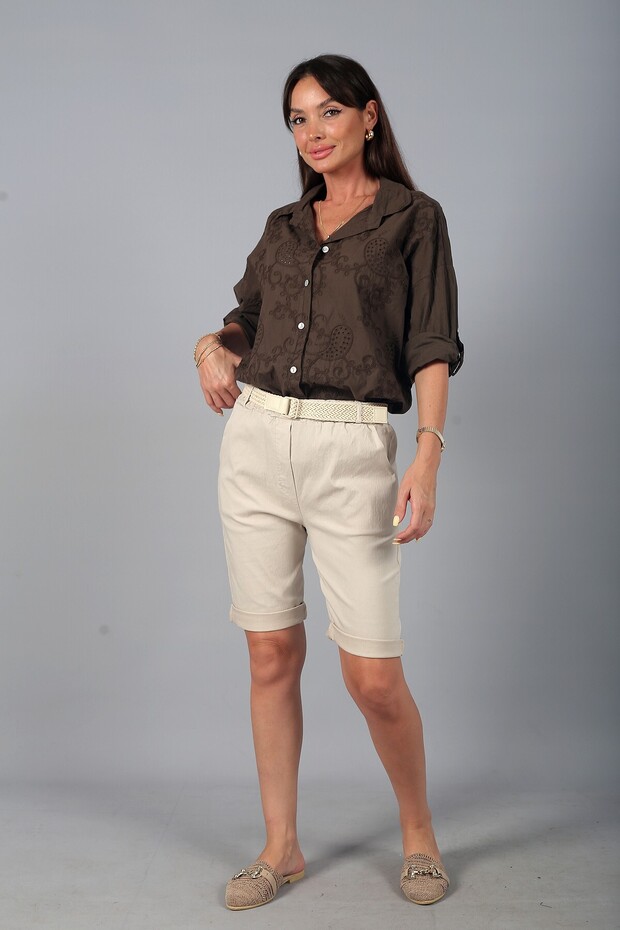 Women's Lycra Italian Cotton Shorts with Elastic Waist and Pockets