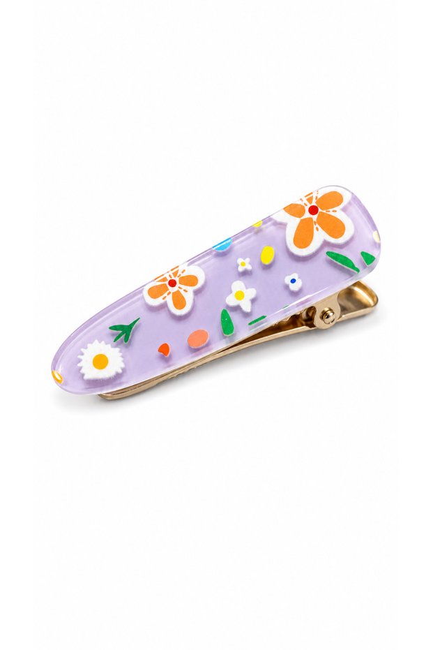 Colorful Floral Pincers Buckle Purple