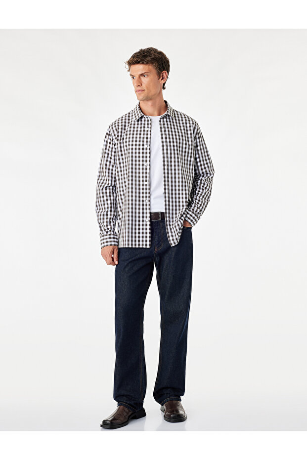 Classic Collar Long Sleeve Regular Fit Gingham Shirt