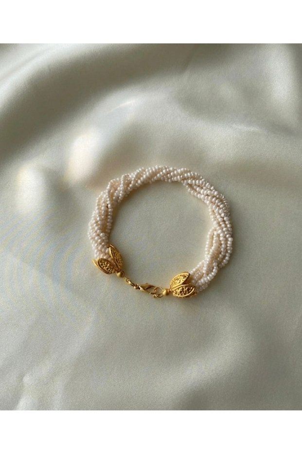 Certified Natural 5 Row Sand Pearl Bracelet - Steel Apparatuses