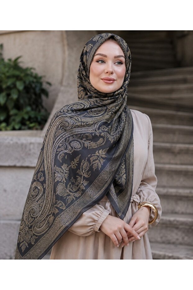 شال قطني ناعم من سياني بنمط عرقي، مقاوم للعرق، بنمط عرقي أسود