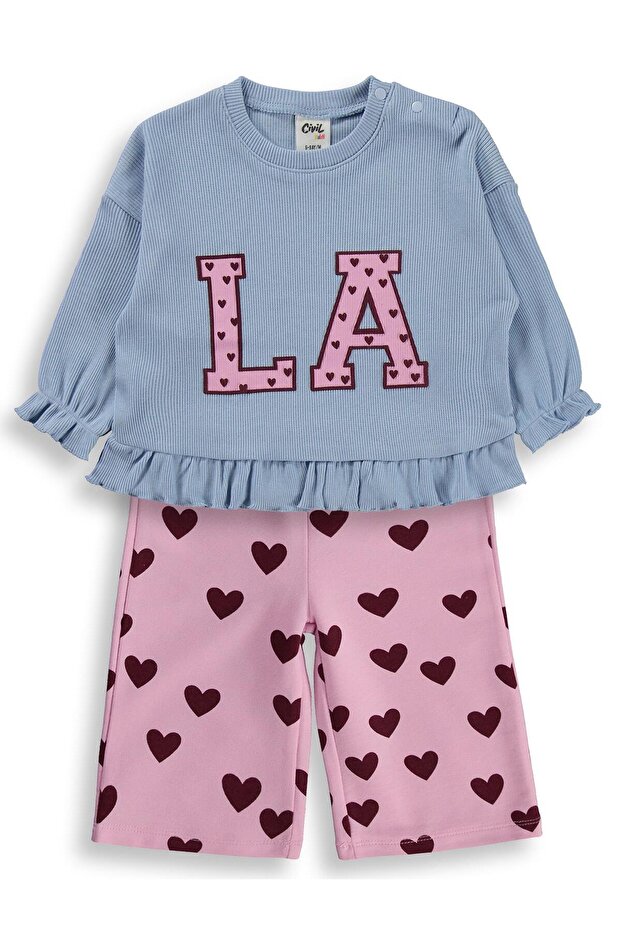 La Appliqued 6-18 Month Set - Blue