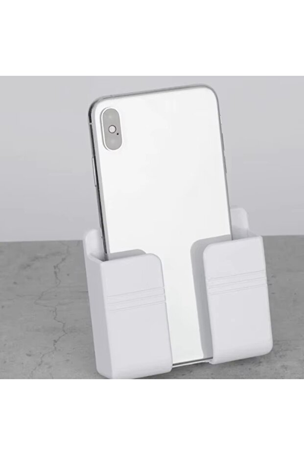 White 1-4Pcs Wall Mounted Storage Device Phone Charging And Remote Control Holder With Holes Suitabl