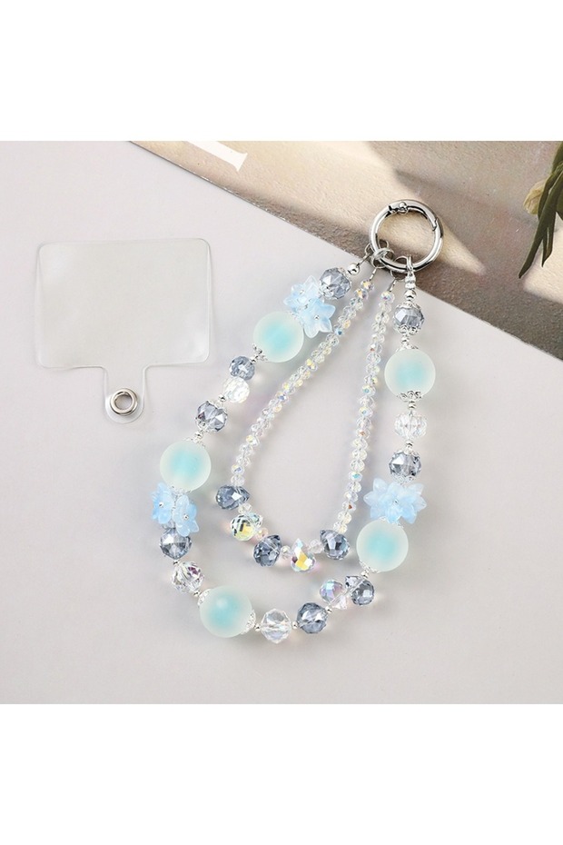 XD002 Super Fairy Pink Green Mobile Phone Lanyard Elegant Flower Crystal Beaded Wrist Bag Pendant