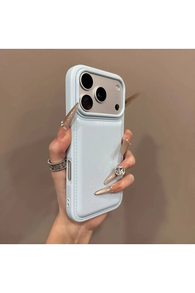 iPhone17 Pro Max Blue Korean Ins Pink White and Blue Bulge Leather Phone Case For iPhone 17 AIR 16 1