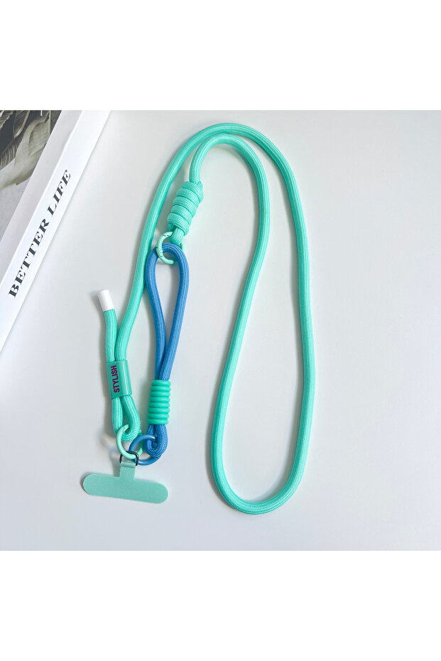Polyester / Nylon Sky Blue Simple Two-in-one Mobile Phone Lanyard, Crossbody Strap, DIY Xyun Wrist S